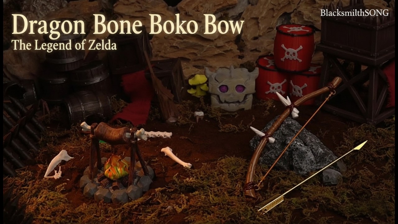 Dragonbone Savage War Bow — Diecast Zinc-Alloy Replica | Desk Display Collectible 17.5cm | BlacksmithSONG — video still from the handmade miniature scene