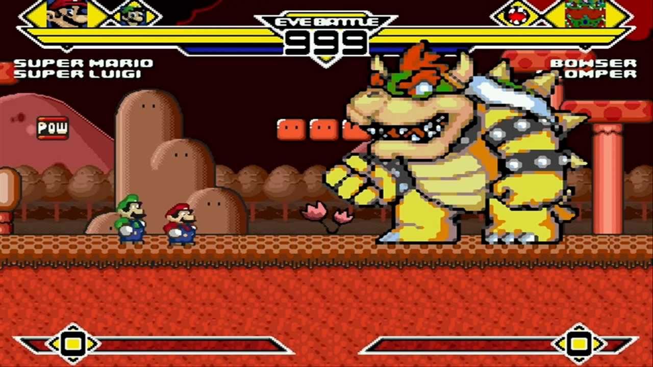 Super Mario and Super Luigi vs Bowser and Chomper MUGEN Battle!!!