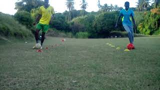 Kareem Harry And Reiel Richards Dribbling With One Foot