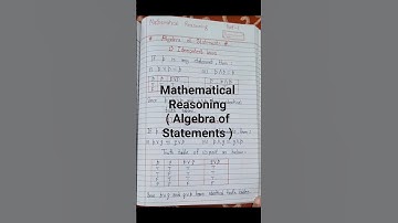 Mathematical Reasoning #Algebra of Statements # Master Cadre Math, Class +1,, important formulas