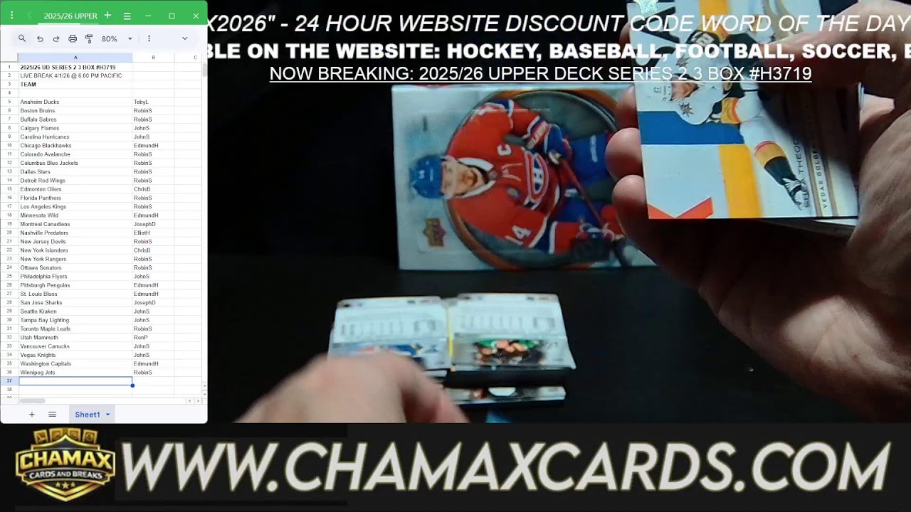 BREAKING TONIGHT: 2025/26 UPPER DECK SERIES 2 HOCKEY 3 BOX BREAK #H3719