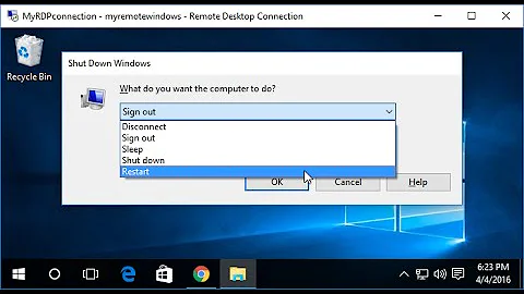 How to easily shutdown or restart Windows over Remote Desktop Connection