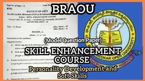 Degree 3rd Semester Personality Development and Soft Skills #questionpaper #braou 2024 ||