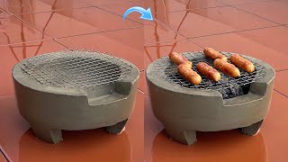Amazing idea for a wood stove - Outdoor mini grill - How to make a simple cement grill at home