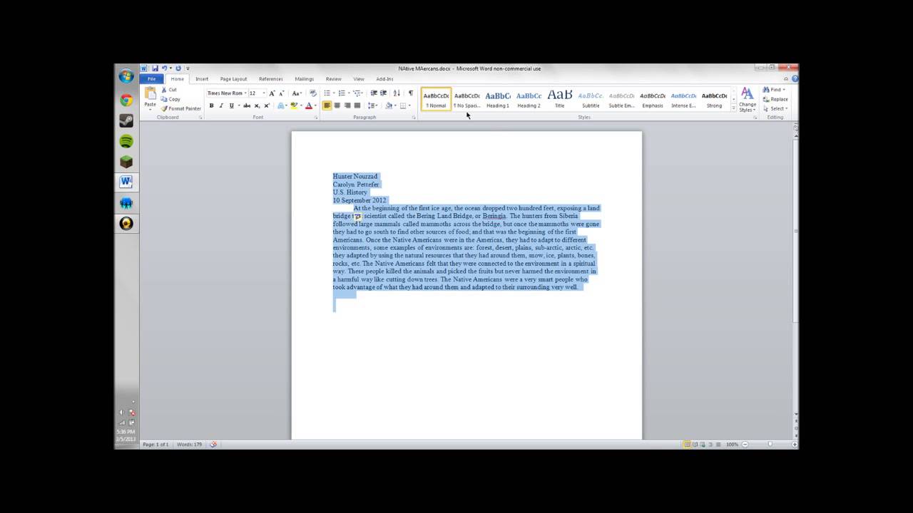 Define double spaced essay format