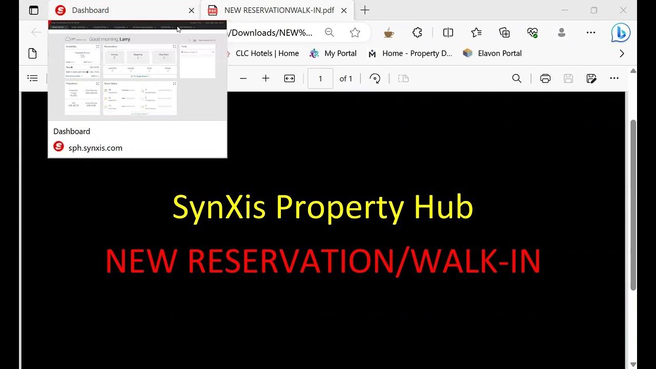 SynXis Property Hub NEW RESERVATION/WALKIN YouTube