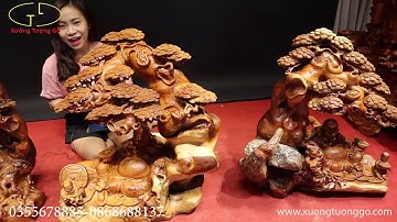 Tượng gỗ Di lặc ngồi cây tùng gỗ hương | Tượng phật di lặc gỗ mỹ nghệ đẹp nhất | xưởng_tượng_gỗ