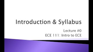 ECE 111.00 Introduction & Syllabus