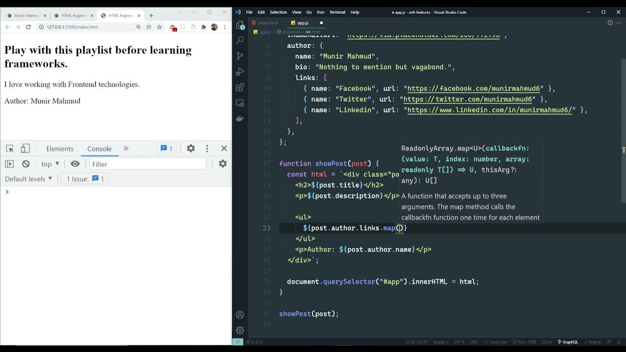 Template Literal Syntax (HTML fragments) Part 2 YouTube
