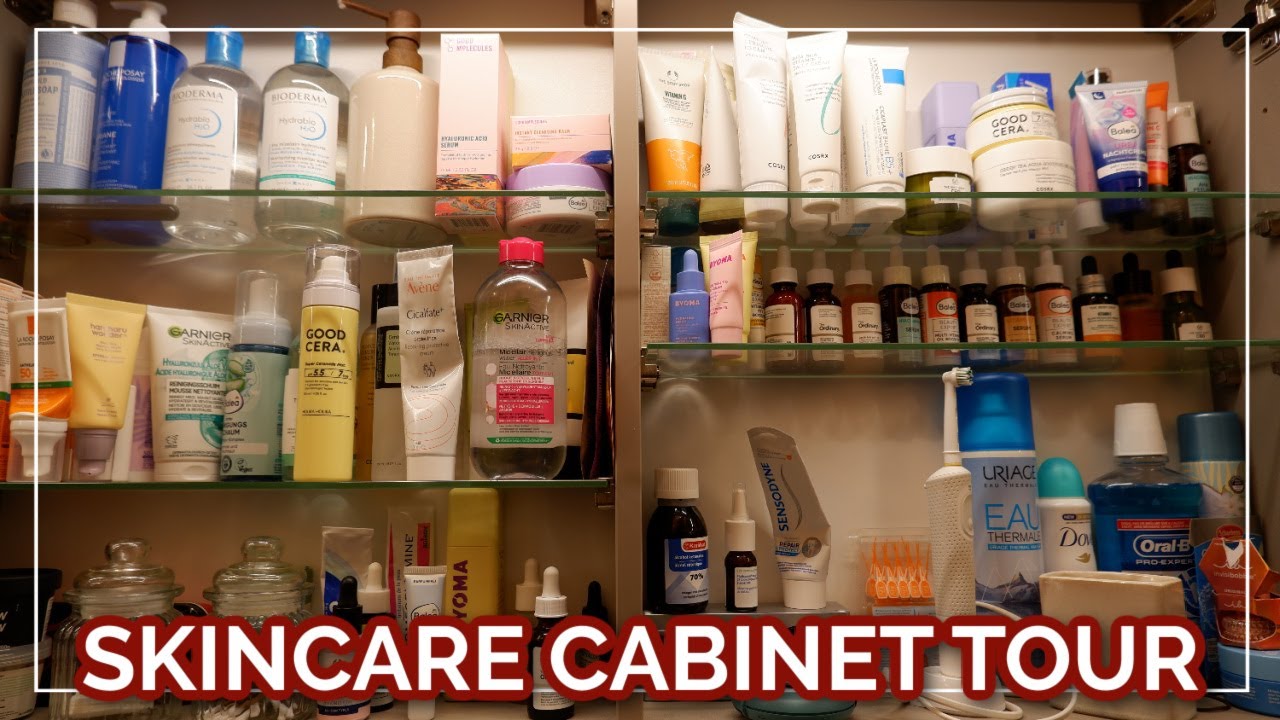 SKINCARE CABINET TOUR // My current daily morning & evening skincare routine & more!
