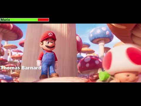 The Super Mario Bros. Movie (2023) Mushroom Kingdom & Dark Lands Scene with healthbars
