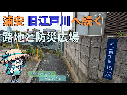 【暗渠っぽい路地散歩/tokyo alley walk】浦安の住宅地路地と防災広場と排水場と旧江戸川と