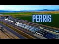 4K Flying over Metrolinks South Perris, California Station plus a Sunset!