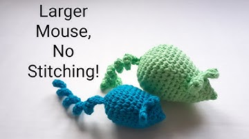 Crochet Cat Toy, Crochet Mouse, Crochet Bigger Mouse Cat Toy #whattocrochetwithcotton