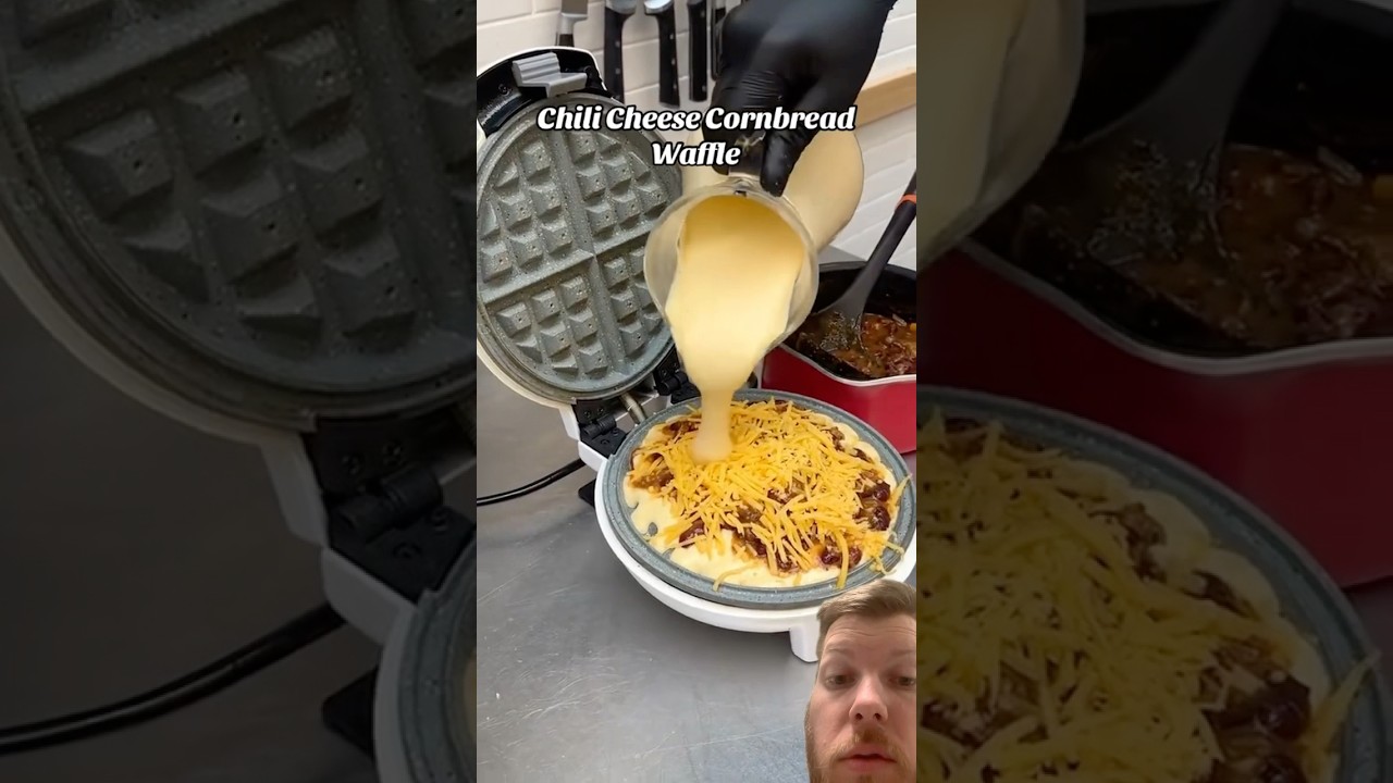 Chili Cheesd Cornbread waffle?! 🧇🌶️
