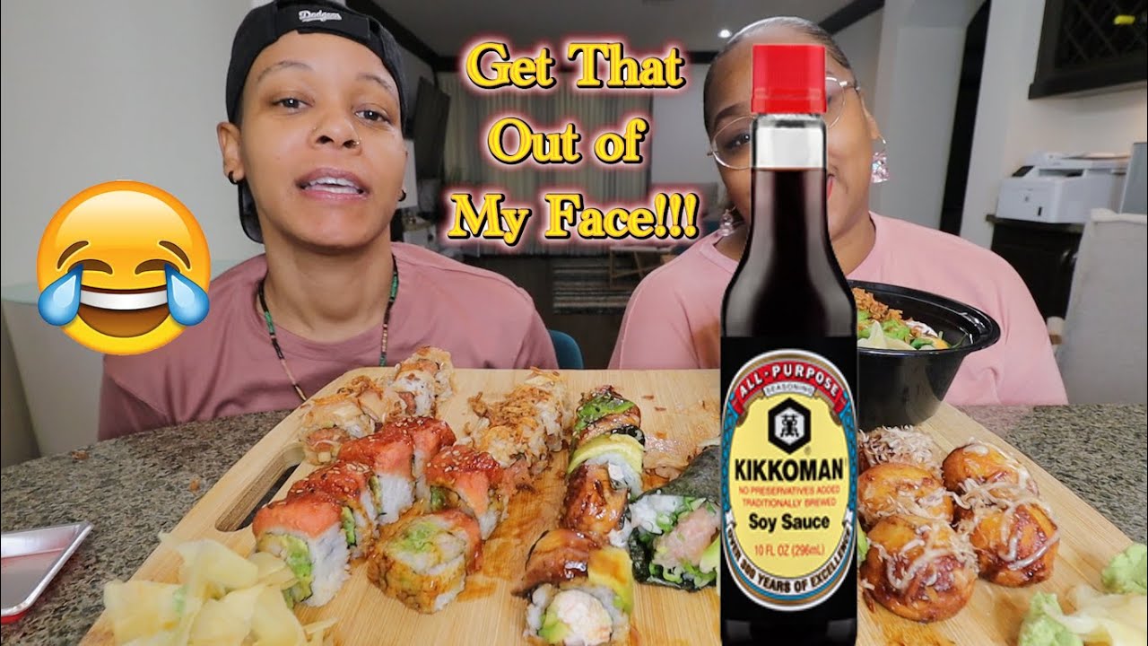 COVERING MY WIFES FACE THE ENTIRE VIDEO PRANK + SUSHI MUKBANG PRANK