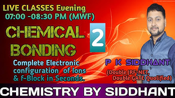 Live Chemical Bonding. Electronic Configuration Of Ions. CSIR-NET JRF GATE CHEMISTRY. Lec. 2