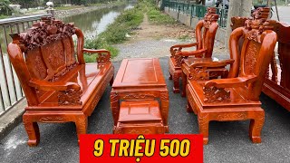 9 TRIỆU 500: Sở Hữu Bộ Bàn Ghế Nghê Phượng Cột 10 Gỗ Xà Cừ