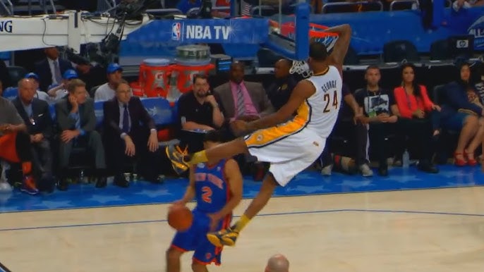 VIDEO: Paul George dazzles the crowd with a 360 dunk