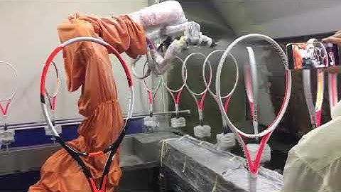 6 axis robot arm spray painting line_tennis rackets