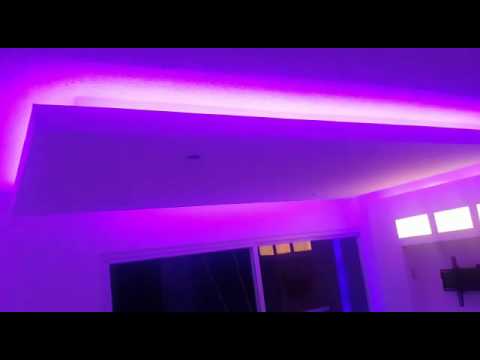 Gypsum Ceiling And Led Strip Lighting Youtube