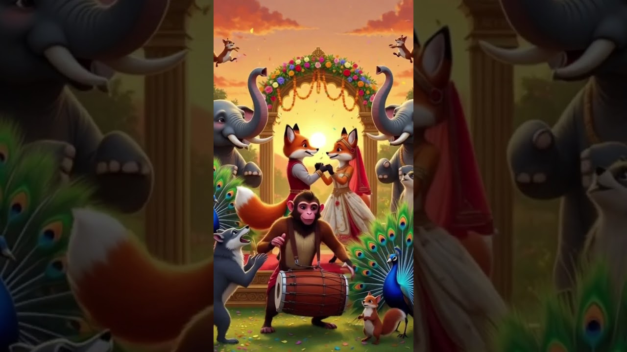 Fox Wedding Celebration | Monkey Playing Dhol | Dancing Animals Fun Scene
