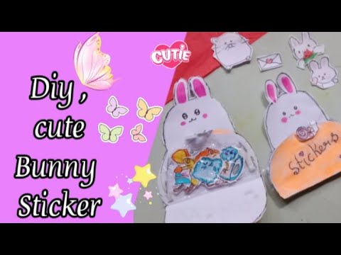 Diy, cute Bunny sticker |paper craft |Anju&#39;s kutties craft ????????