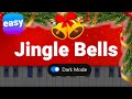 Christmas Carol - Jingle Bells [ ᴅᴀʀᴋ ᴍᴏᴅᴇ ]  EASY PIANO TUTORIAL