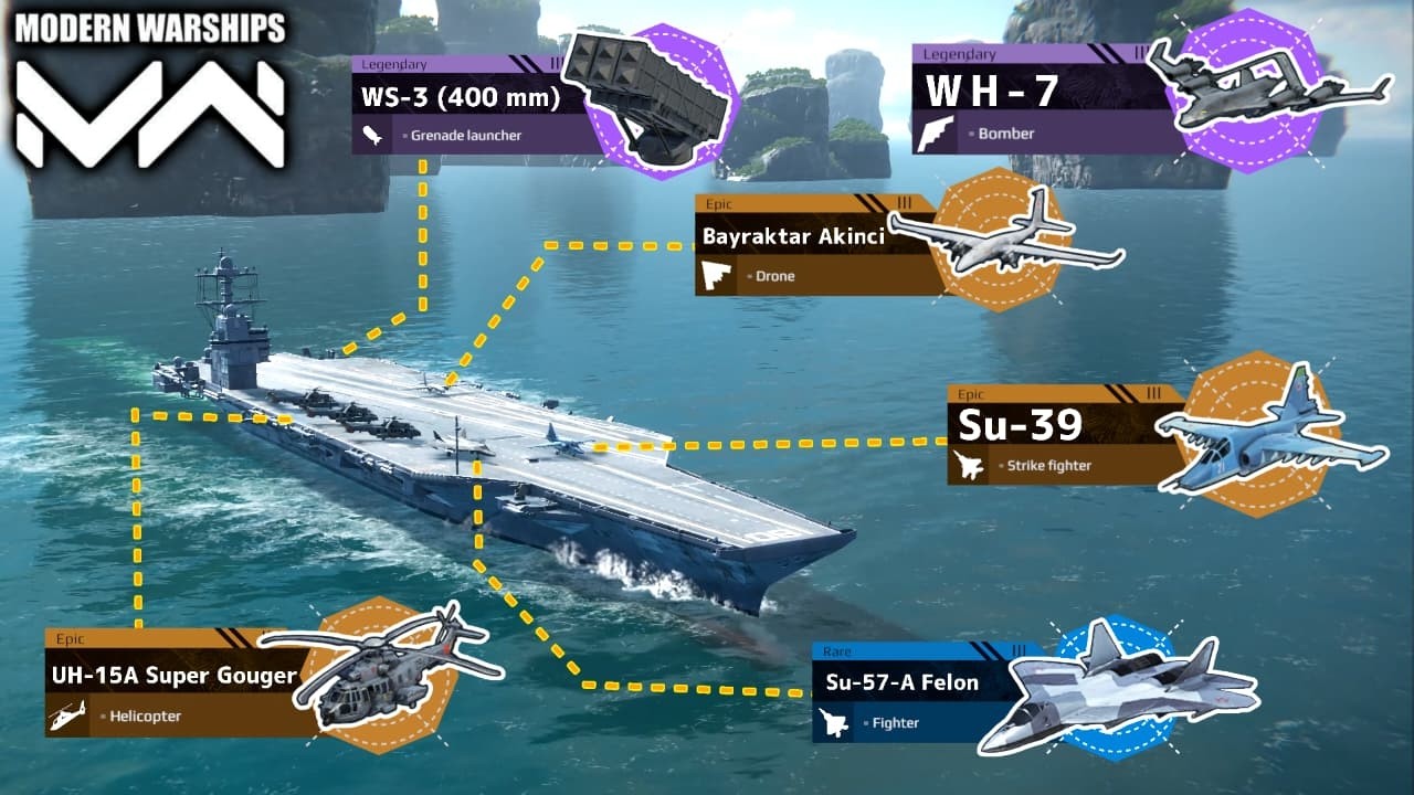 New Bomber WH-7 And Su-39 Built in USS Enterprise Attack Strike Force / Modern Warships _ gameplay