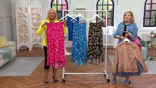 Susan Graver Passport Woven Button Front Smocked Skirt on QVC