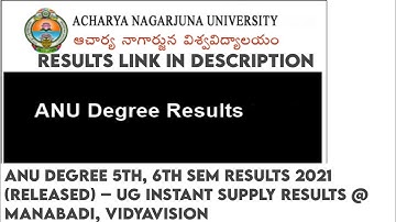 ANU Degree 5th, 6th Sem Results 2021ReleasedUG Instant Supply Results@Vidyavision |Ramulakkapragada