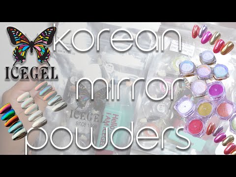 KOREAN NAIL POWDERS [ICEGEL SUNSET POWDER UNBOXING & SWATCHES ]  | NAILIST