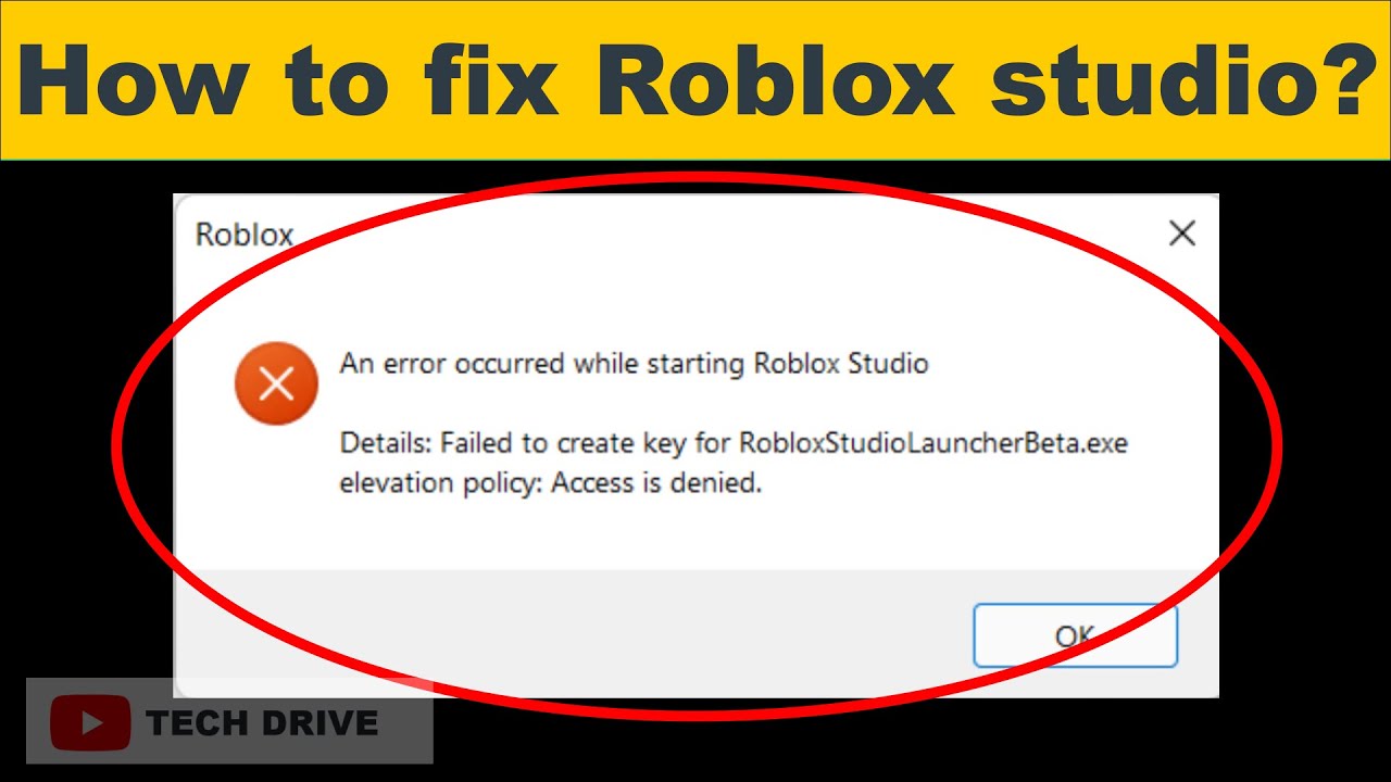 Fix An error occured while starting Roblox Studio. Failed to create key for RoloxStudioLaucherB.exe
