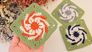 I saw it on Pinterest and I loved it💯👍crochet wind rose square motif making