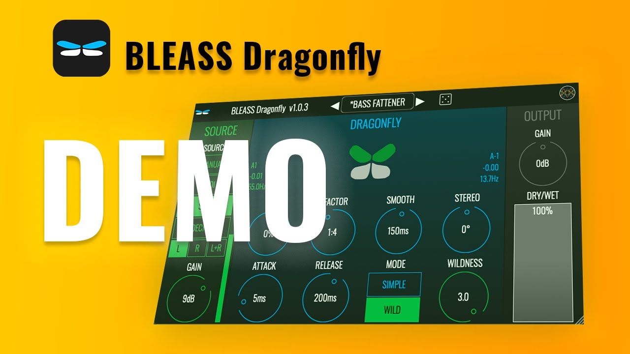 BLEASS Dragonfly demo: when the tremolo is modulated by the bass frequencies