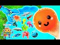 Learn Sea Animal Names &amp; Facts for Babies Kids with Toys: Lobster Boxfish Shark Manatee Jellyfish