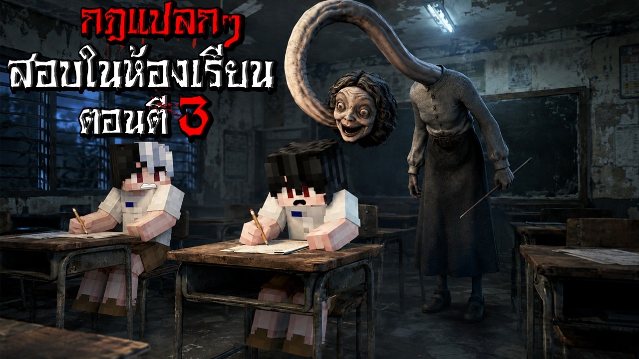 กฎแปลกๆ สอบในห้องเรียน ที่โรงเรียนหลอน ตอนตี3 - (Minecraft กฎแปลกๆ)