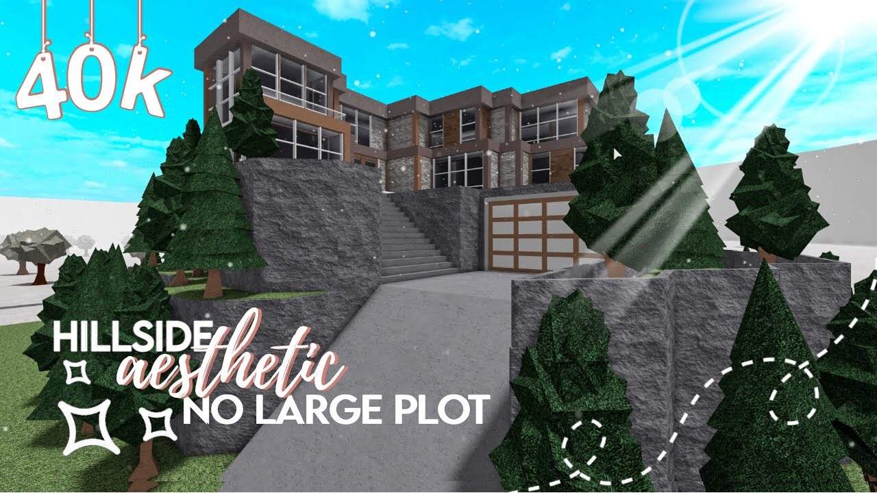 Roblox Bloxburg 40k Modern Aesthetic Family Hillside House 2 Story No Large Plot Build Tour Youtube - 40k modern house roblox bloxburg