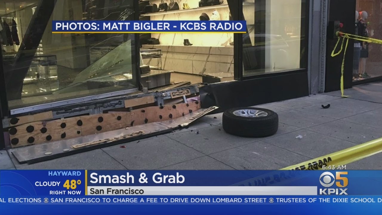 San Francisco YSL Store Window Smashed In Robbery - YouTube