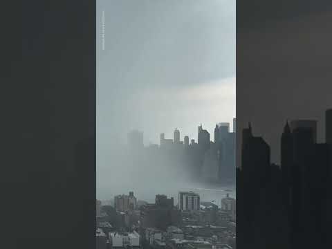 Timelapse video shows wall of rain hitting New York City | USA TODAY #Shorts