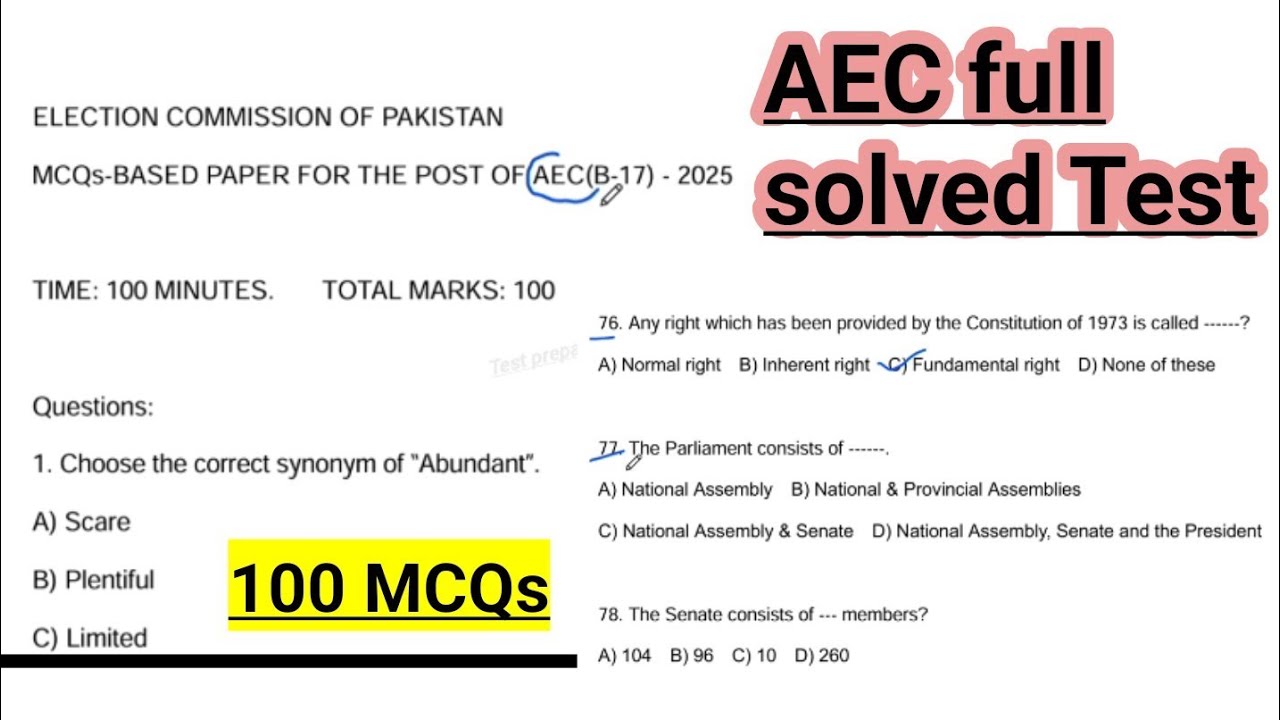 Assistant Election commissione solved  Test | ECP full test | ECP solved paper 2025 