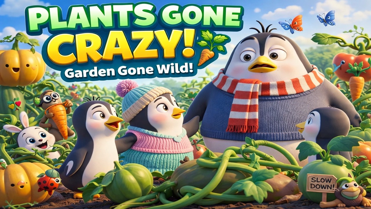 Garden Gone Wild! 🌱😂  Penguin Family Learns to Grow with Care  Funny Cartoon for Kids