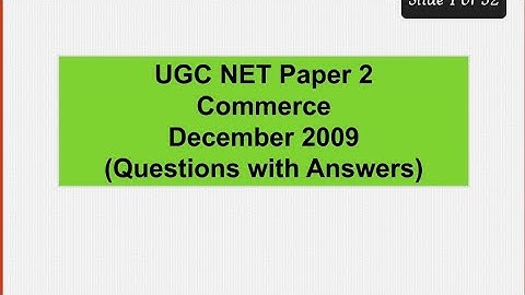 UGC NET Paper 2 (Commerce-December 2009)