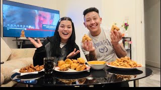 We are making samosa for the first time|Mukbang with @bishalgurung1276