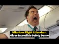 Flight attendant performs funniest safety routine