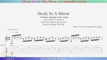 Study In A Minor - Dionisio Aguado (1784-1849) for Classical Guitar with Tab