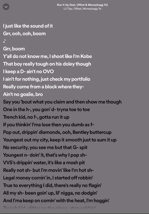 Lil tjay lyrics run it up