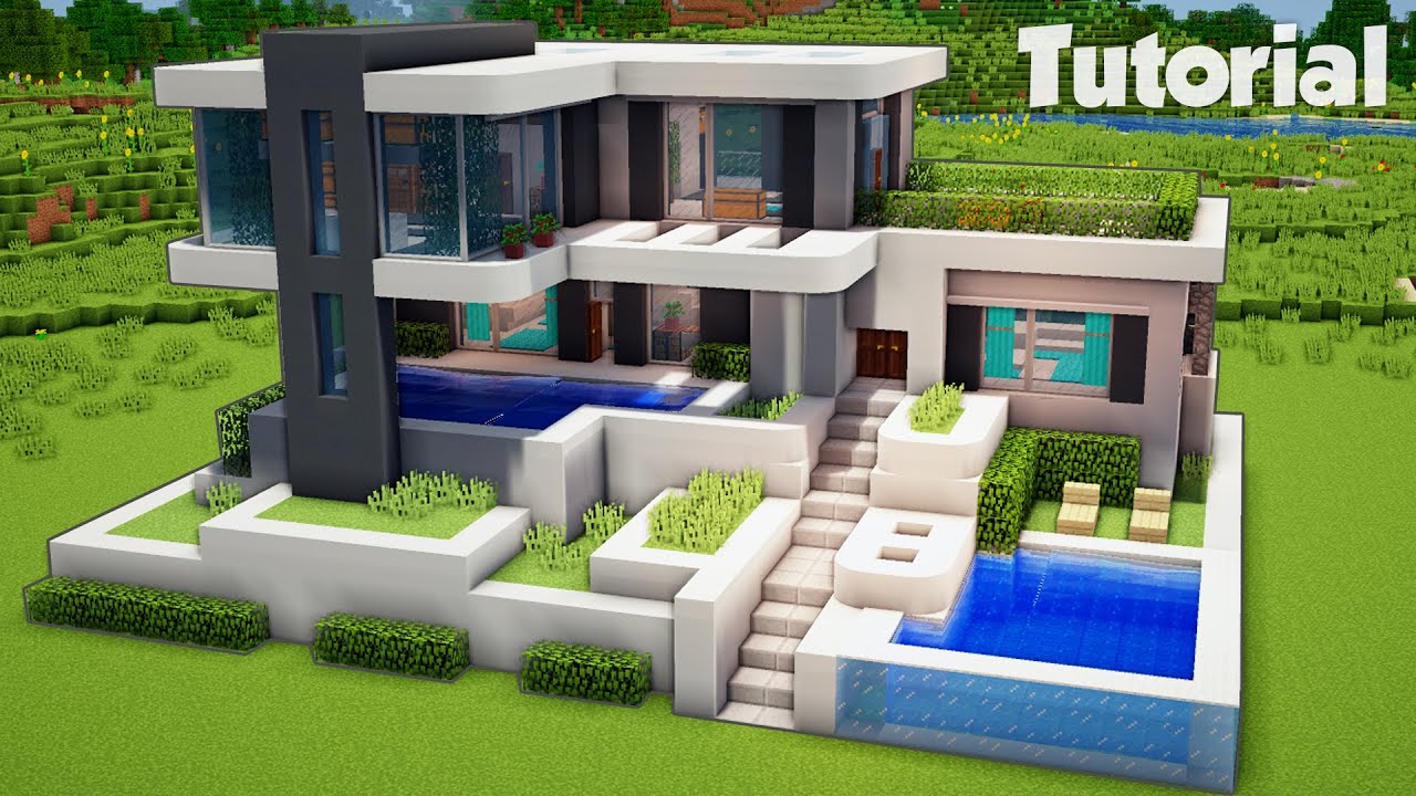 Minecraft: How to Build a Large Modern House Tutorial (Easy) #9