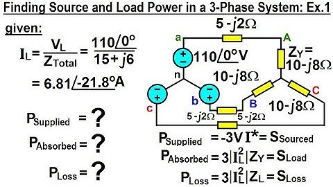 Electrical Engineering: Ch 13: 3 Phase Circuit (38 of 53) How to find Source and Load Power?