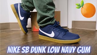 Nike SB Dunk Low Navy Gum On Feet Review